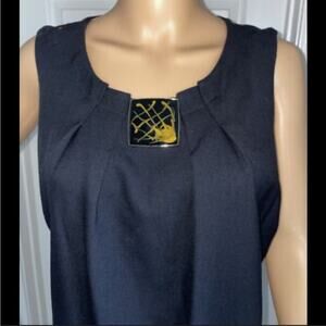 Etro Black Sleeveless Dress with Gold Accent Plaque